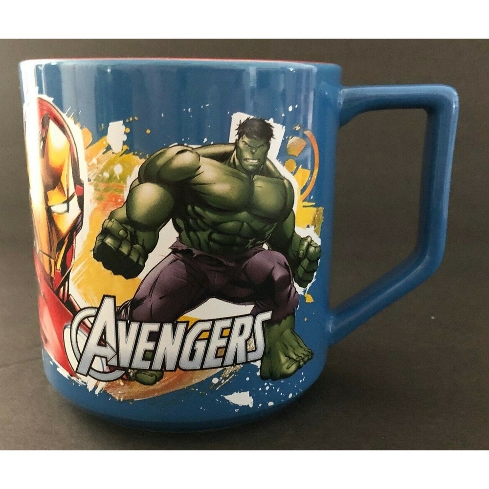 Universal Studios Marvel Avengers Mug Coffee Tea Blue Red Hulk Iron Man Thor 4"